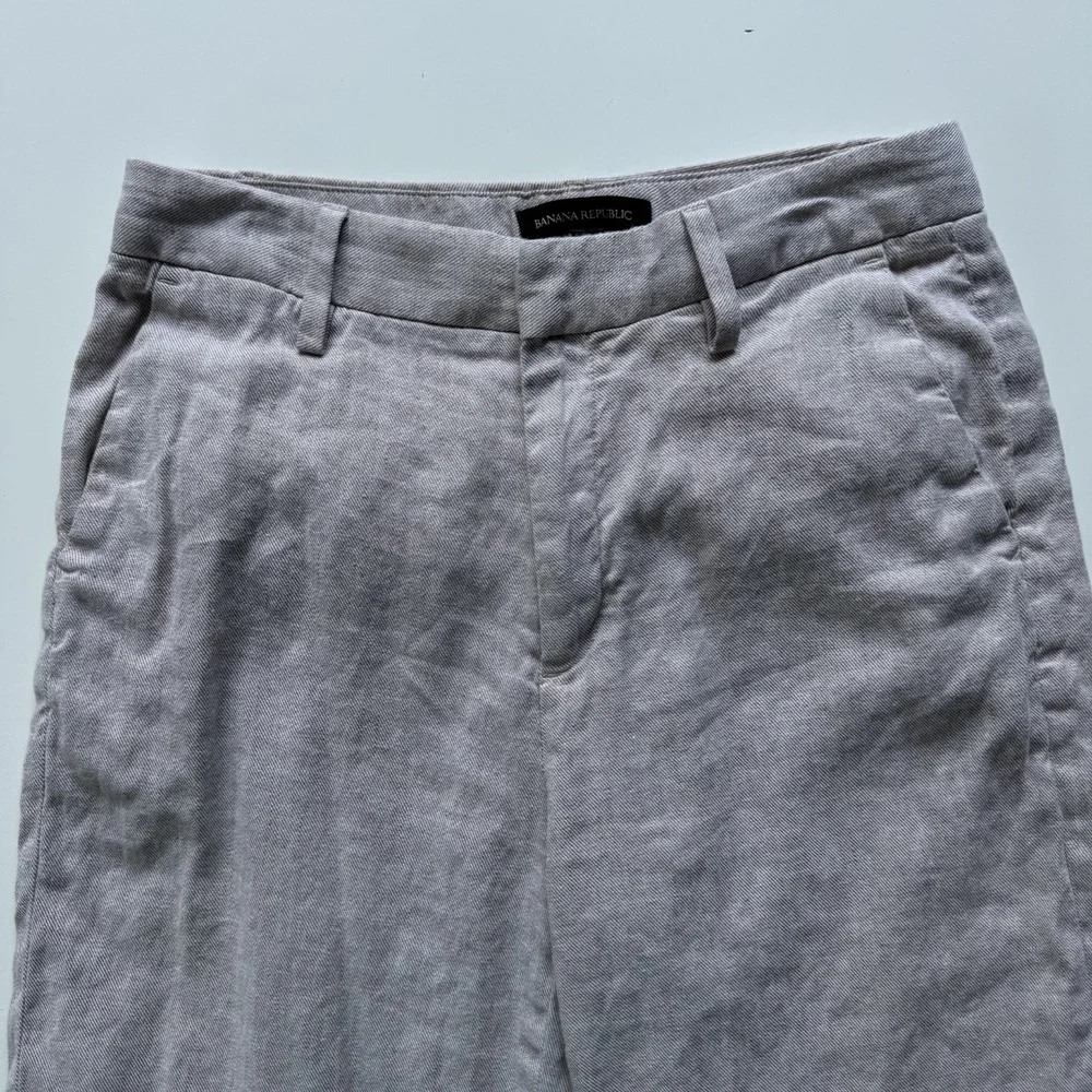 BANANA REPUBLIC Slim Wide-Leg Linen Cotton Cropped Pant Womens‎ 4